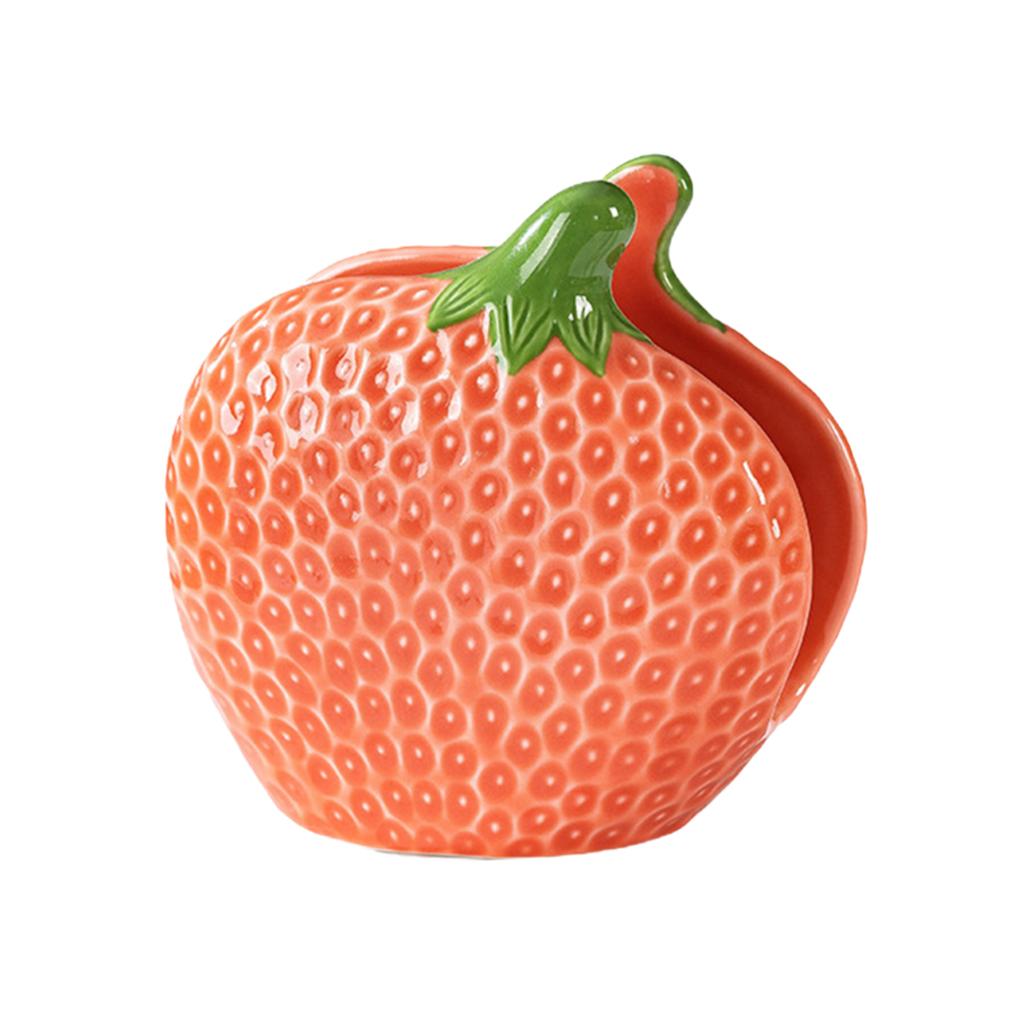Strawberry Shaped Ceramic Napkin Holder Fruit Paper Towel Holder Decorative Napkin Holder for Home Cafe Party Decor