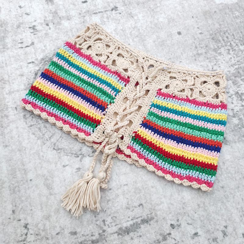 Вязаный крючком полосатый купальник ручной работы в европейском и американском стиле