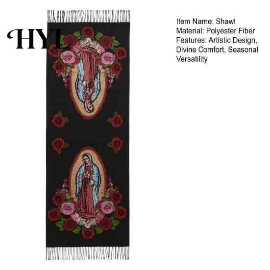 Lightweight Blanket Virgin Mary Shawl Scarf Soft Cashmere Warm Wrap Women Tassel Scarves Winter Versatile Religious Accessory Luxury Comfort