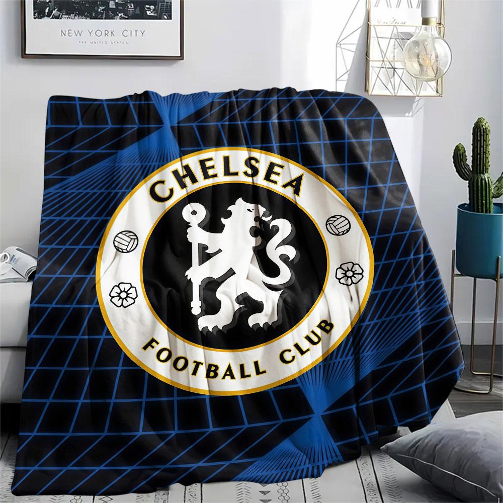 Chelsea Printed Flannel Blanket, soft throw for bedroom sofa, washable,soccer fan merchandise, great gift.