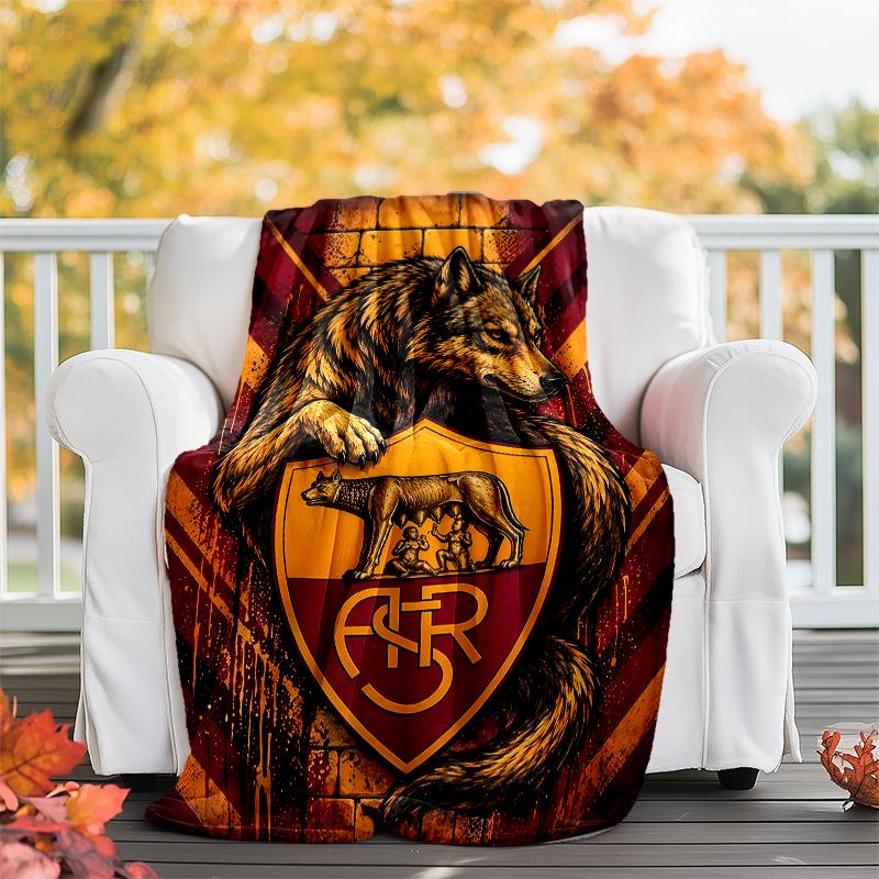 Rome logo printed blanket—lightweight,soft,warm;versatile blanket all seasons—perfect as &air-conditioning throw,nap blanket