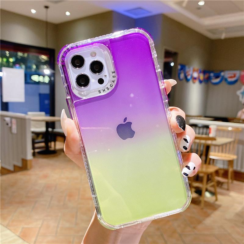 Двухслойный противоударный чехол-бампер с градиентом для телефона Iphone 11 Pro Max 14pro 13 12 Pro, прозрачный мягкий чехол для Iphone 11 12