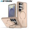 KEYSION Матовый чехол для телефона с покрытием Soft-touch, подставкой для объектива, для Magsafe, для Samsung Galaxy S23 S24 Ultra 5G S24+ FE, магнитный, противоударный