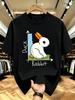 Unisex O Neck Tee Duck Rabbit Cartoon Pattern Print Cotton Short Sleeve Loose Summer Breathable Daily Casual Basic Wear Top