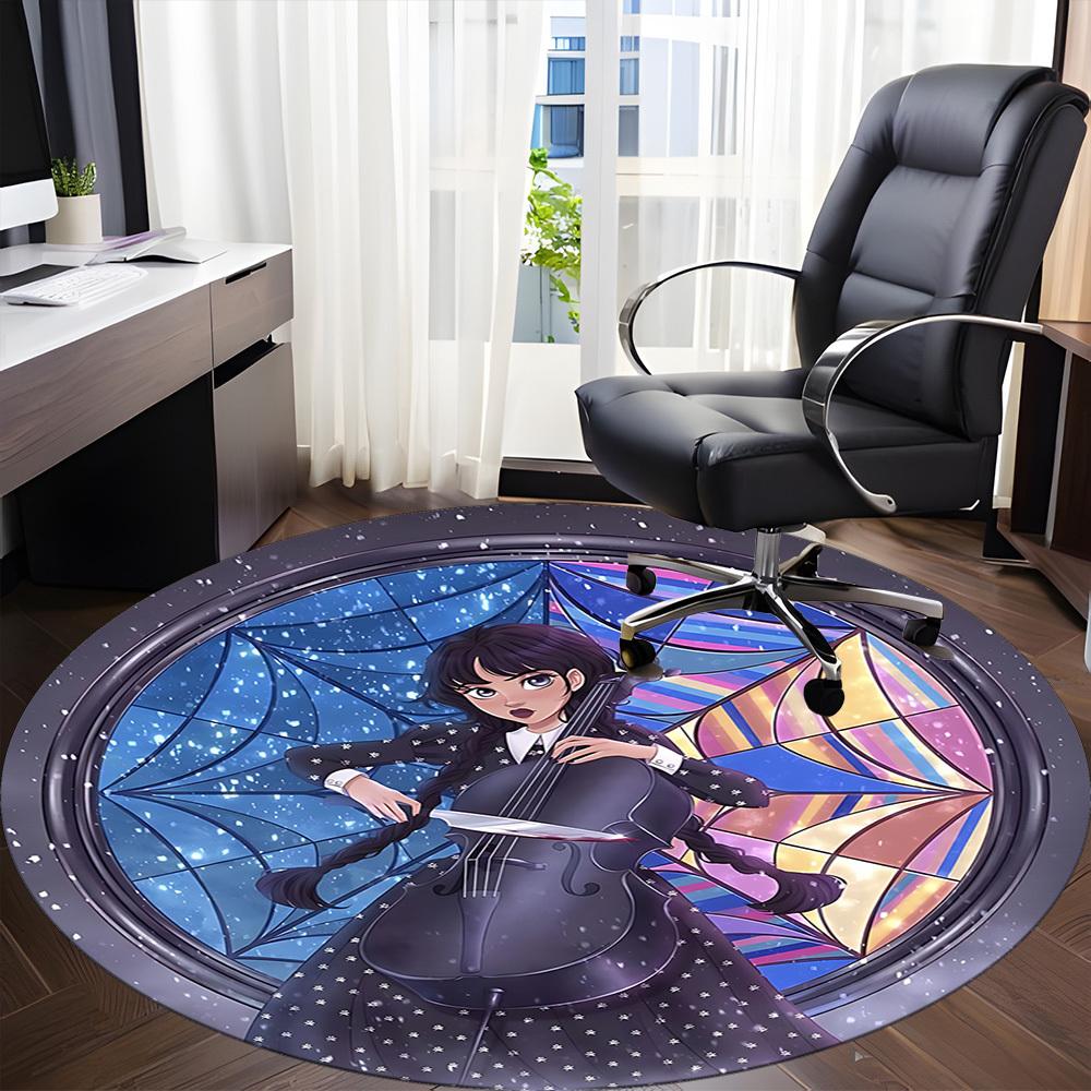 1PC Wednesday Addams Office Round Area Rug, Indoor Mat Suitable For Office, Under Office Chairs Bedroom Living Room Home Decor DT1212013