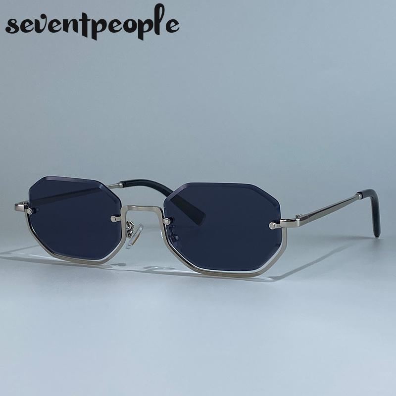 Steampunk Semi-Rimless Rectangle Sunglasses Women  Luxury Brand Vintage Metal Outdoor Sunglass Trendy Driving Shades UV400
