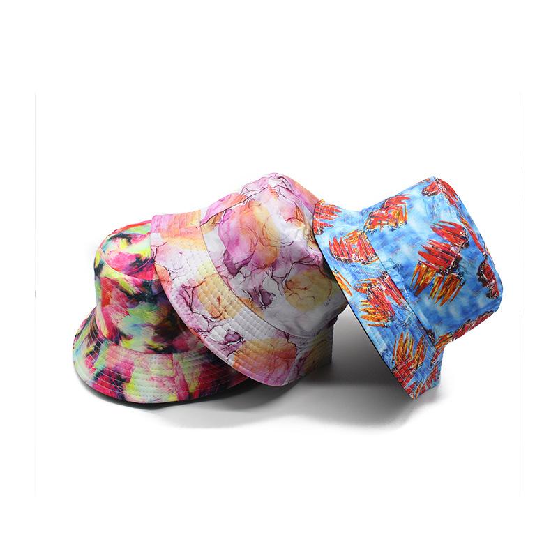 Double Sided Bucket Hat Cashew Flower Painted Tie Dye Men'S And Women'S Travel Leisure Basin Hat Outdoor Folding Hat