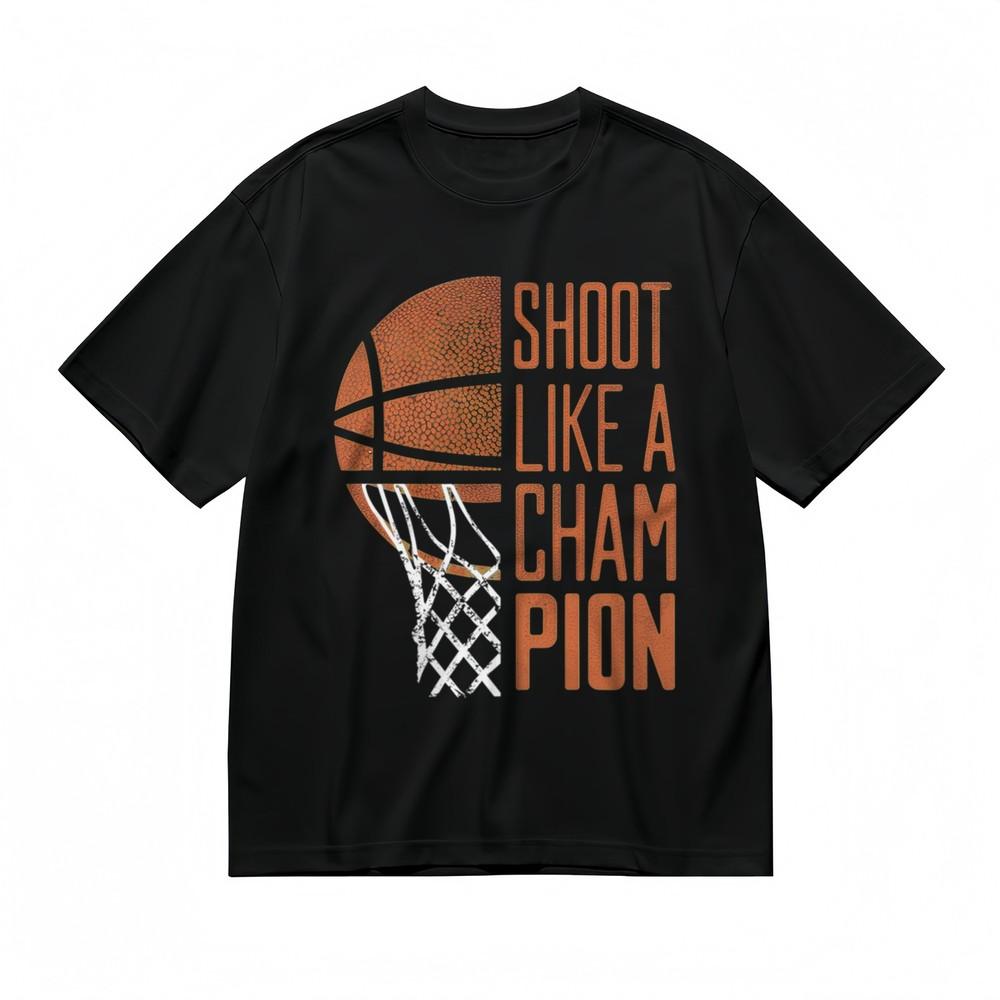 Men's Fashion Comfortable Classic T-Shirt Basketball Champion Printed Cotton Tee