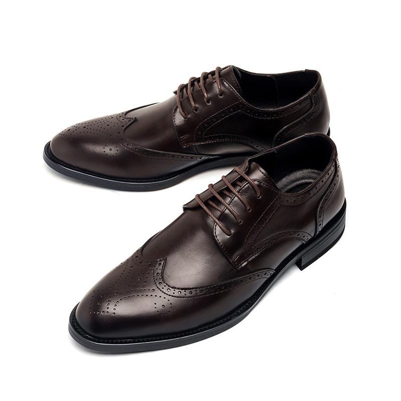 Зимние мужские кожаные туфли Brock с гравировкой, повседневная британская и корейская версия молодежных деловых туфель дерби 24330-R
