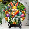 2D Flat 1pc Vintage Easter Bunny Metal Sign, Round Aluminium Door Mount Decor, 8x8 in, Farmhouse Style Wall Art for Home, Room, Street, Shop, Garage
