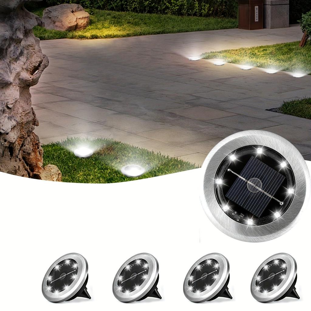 Солнечный грунтовый прожектор Geo Lights, Уличные ландшафтные светильники, Светодиодные вращающиеся дисковые светильники, Освещение для сада и газона, Напольный светильник, Освещение для дорожек, двора, тропинок, патио, газона