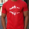 Mens pattern 100 cotton printed fashionable casual loosefit long mountain texture printed roundneck Tshirt