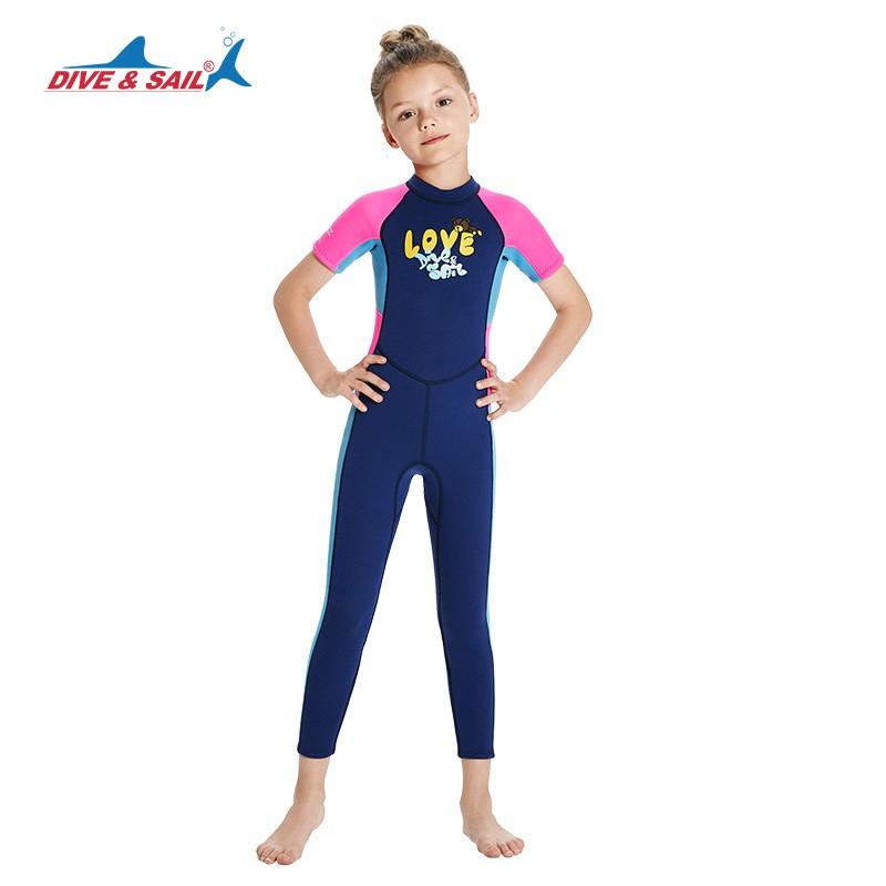 2.5mm Kids Girls Wetsuit Short Sleeve Full Body Dive Suit Snorkeling Surfing Swimming Warm Water Sports