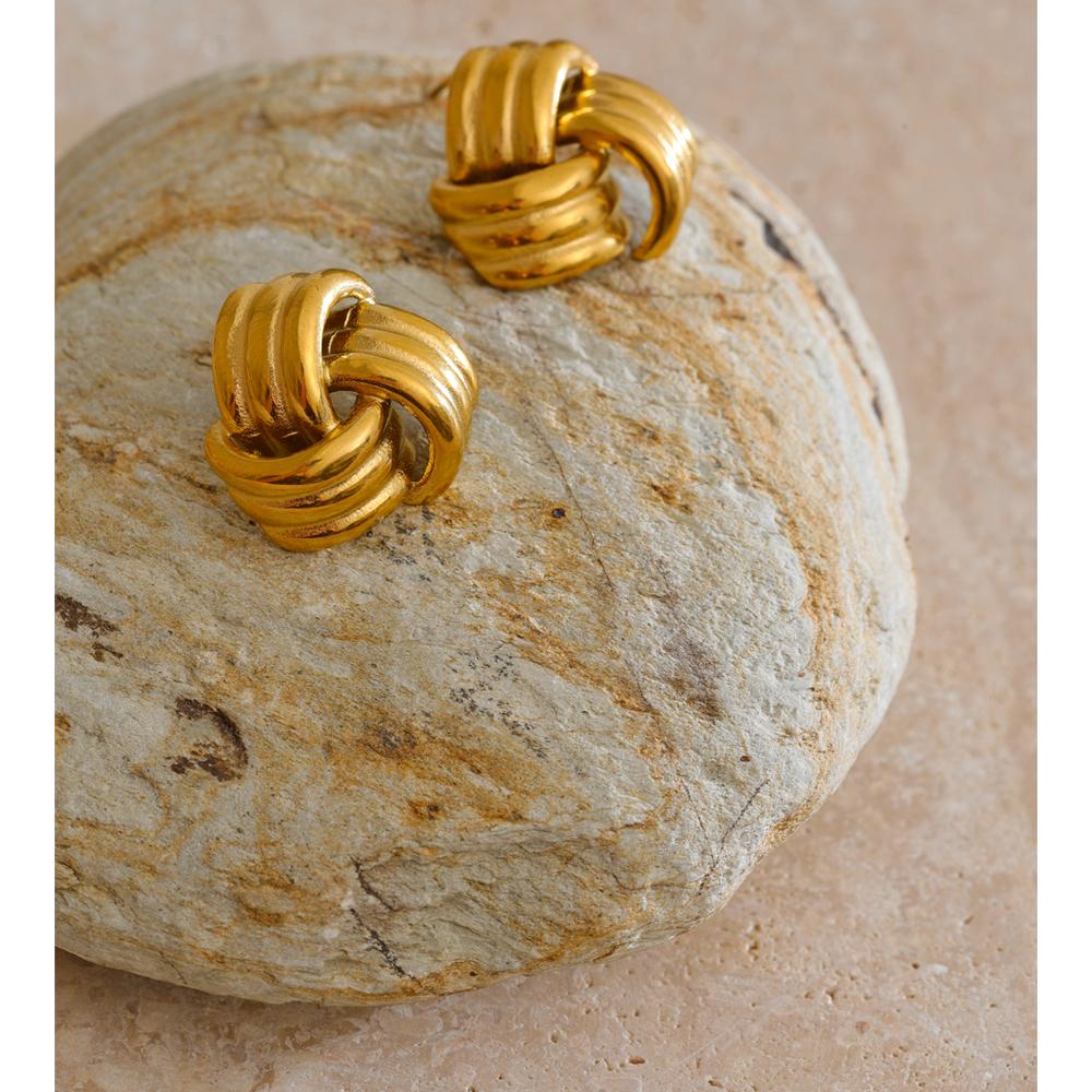 Eetit Classic Stainless Steel Geometric Stud Earrings 18K PVD Plated Metal Waterproof Women Daily Popular Fashion Jewelry Gift