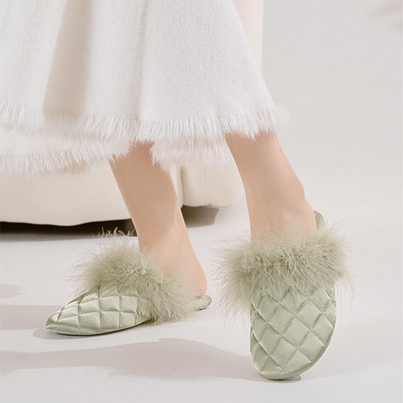 Fashion Fashion Feather Decoration Design Slippers Women Comfort Lightweight Soft Sole Home Slippers Elegant Non Slip Zapatos De Mujer