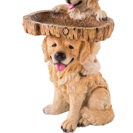 Resin Birdbath Wild Bird Feeder Cute Dog Hedgehog Garden Ornament Outside Sculpture Bases Decor for Nature Lover Yard Garden