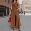 ZANZEA Womens Casual Long Vest and Pants Summer Two Piece Suit Sets