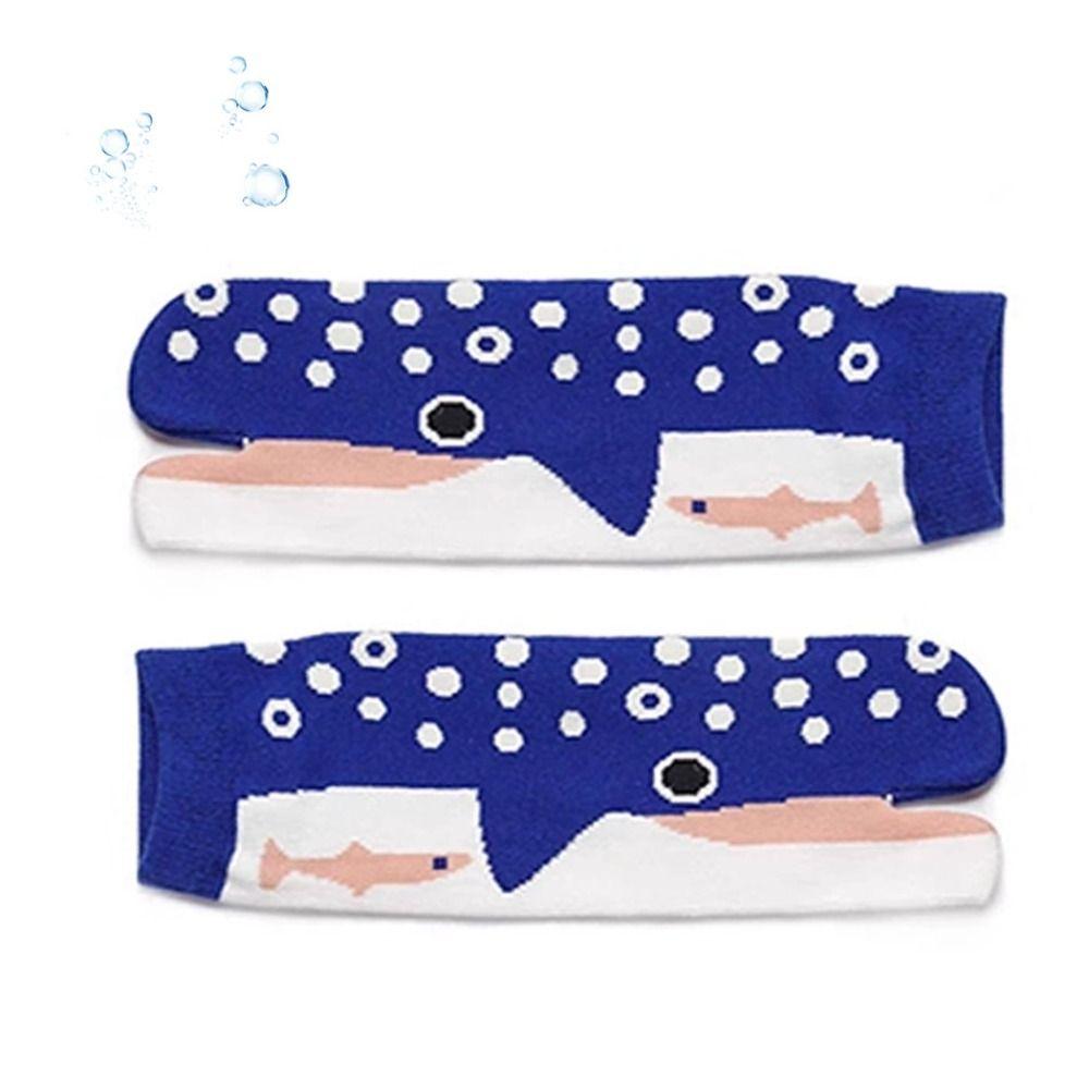 Whale Funny Fish Tube Socks Shark Toe Mid Calf Sock Cute Toe Separator Socks Women