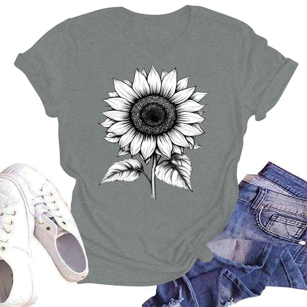 Женская повседневная свободная футболка с принтом, круглый вырез, пуловер, короткий рукав, топ