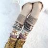 Snowflake Reindeer Knit Leg Warmers & Wool Knee-High Scrunch Socks