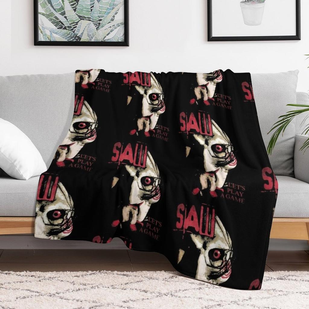 Saw X Horror Movie Lets Play A Game Throw Blanket Warm Napping Blanket for Office Couch Bed