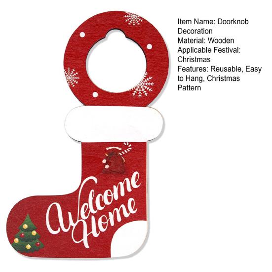 Рождественская деревянная дверная ручка, чулок, декор, украшение, Санта-Клаус, снеговик, праздничная дверная ручка, вешалка, подвеска для вечеринки