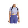 Under Armour UA Motion Crossover Solid Logo Knot Design Round Neck Short Sleeve T Shirt Women Tops Light-Blue Purple 1383647-539