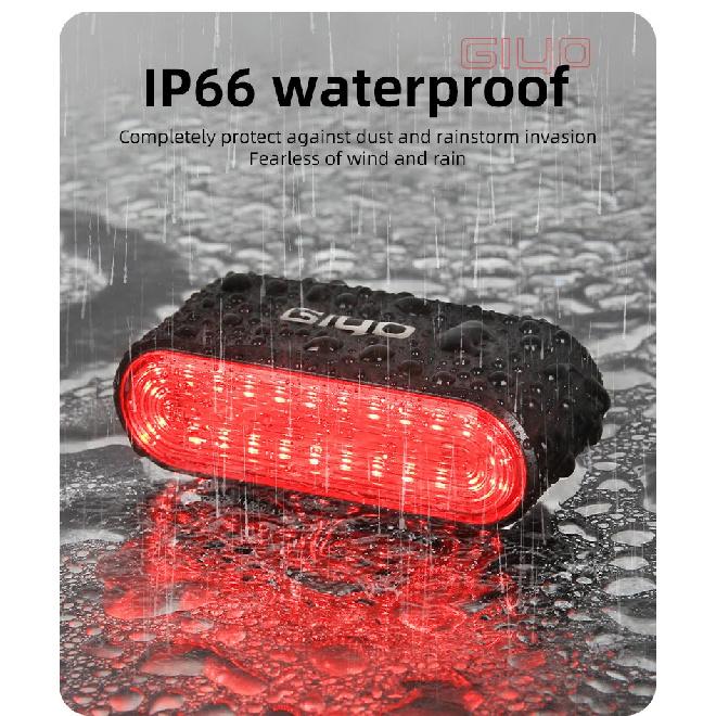 GIYO Велосипедный Предупреждающий Задний Фонарь IP66 Водонепроницаемый Велосипедный Задний Фонарь с Датчиком Торможения 800 мАч Долговечная USB Зарядка Светодиодный Фонарь на Подседельный Штырь