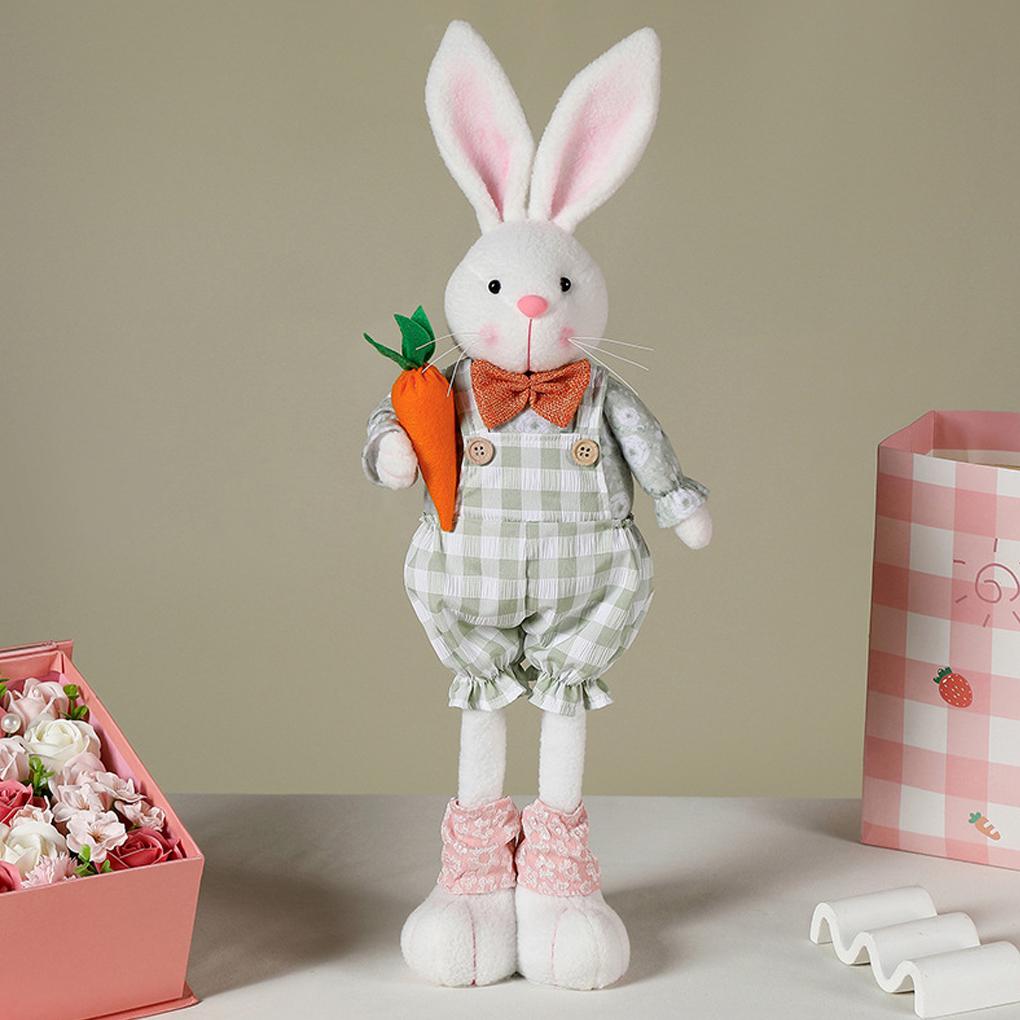 Standing Telescopic Rabbit Doll Easter Theme Party Supplies Home Decoration Ornaments Dwarf Doll
