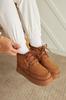 Women's Modern Stylish Fashion Heribo Tan Color Wool Lined Thick Soled Lace-Up Boots