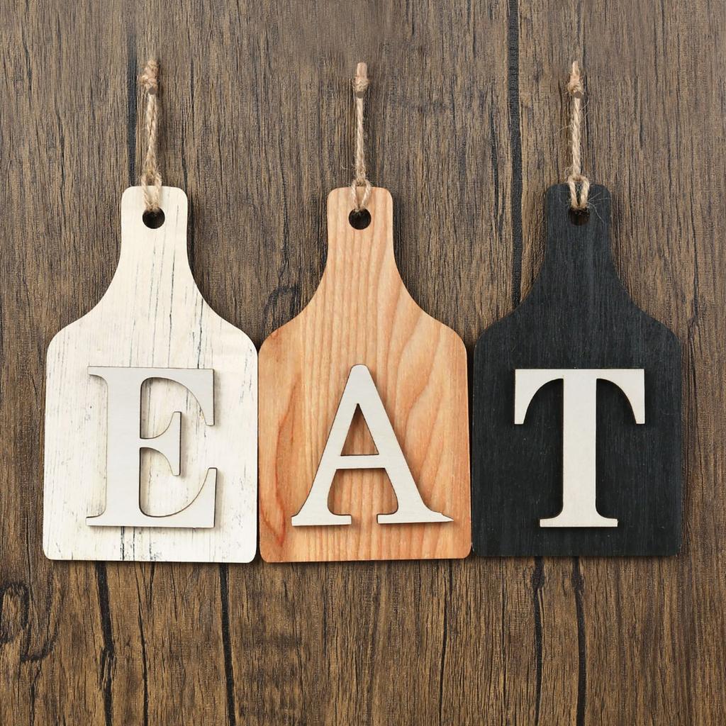 Hanging Eat Sign for Kitchen Wall Decor - Kitchen Wall Art Decor Farmhouse Decorations for Wall, Rustic Eat Signs for Dining Room, Multicolor