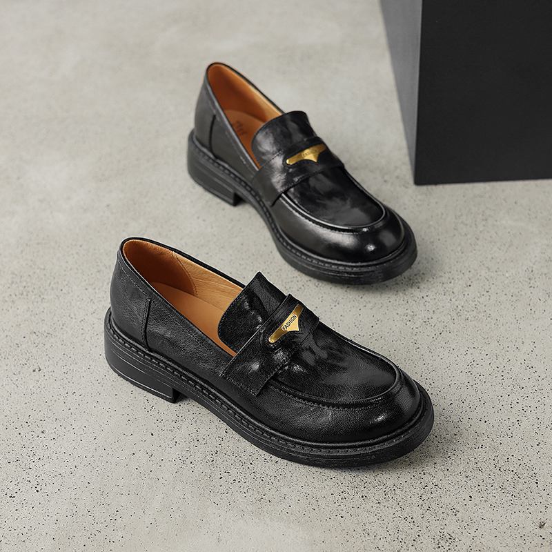 Krazing Pot Овчина круглый носок низкий каблук осень лето обувь без застежек женские оксфорды туфли металлические застежки лодочки