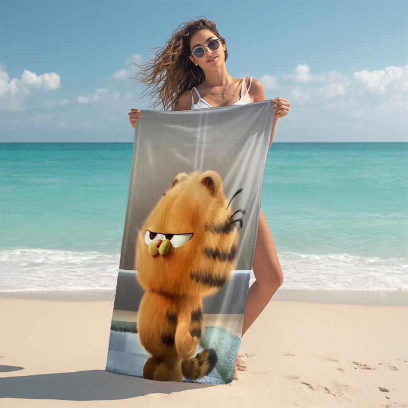 1Pc Garfield'S Feline Fury Beach Towel Microfiber Beach Towel Thin Absorbent For Beach Swimming Yoga Bath Sports 091775