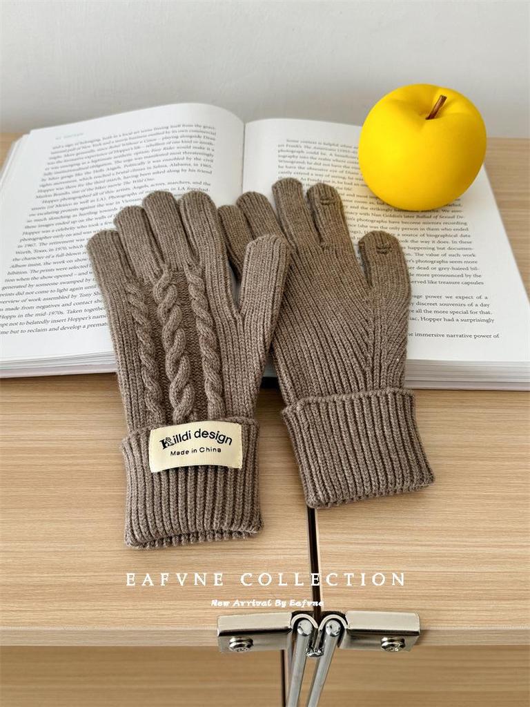 Korean Style Wool Balaclava & Twisted Gloves Set for Women - Perfect for Autumn and Winter