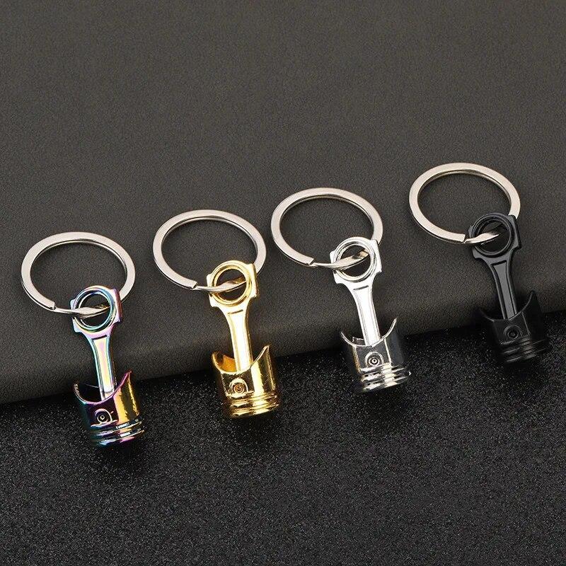 1pc Creative Car Modified Engine Piston Metal Keychain For Men, Multifunctional Car Modified Waist Hanging, Fashion Keychain