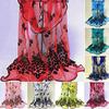 Women Peacock Flower Embroidered Lace Scarf Long Soft Wrap Shawl