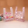 100 Plastic Bag with Handle Sakura 4 Sizes Transparent Supermarket Grocery Shopping Kitchen Storage Organization Packaging Gift