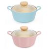 RETRO Stew Pot (18cm) with Glass Lid Dishwasher Safe No PFOA Mint / Pink