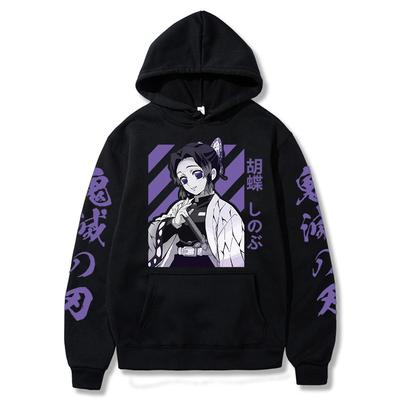 Толстовки с рисунком Demon Slayer Shinobu Kochou Kimetsu No Yaiba, толстовка с капюшоном в стиле аниме, весенний теплый пуловер, кофты, свободные топы в стиле Харадзюку