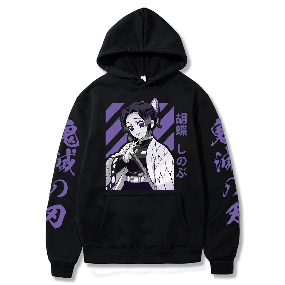 Demon Slayer Shinobu Kochou Graphic Hoodies Kimetsu No Yaiba Anime Hoodie Spring Warm Pullover Sweatshirts Tops
