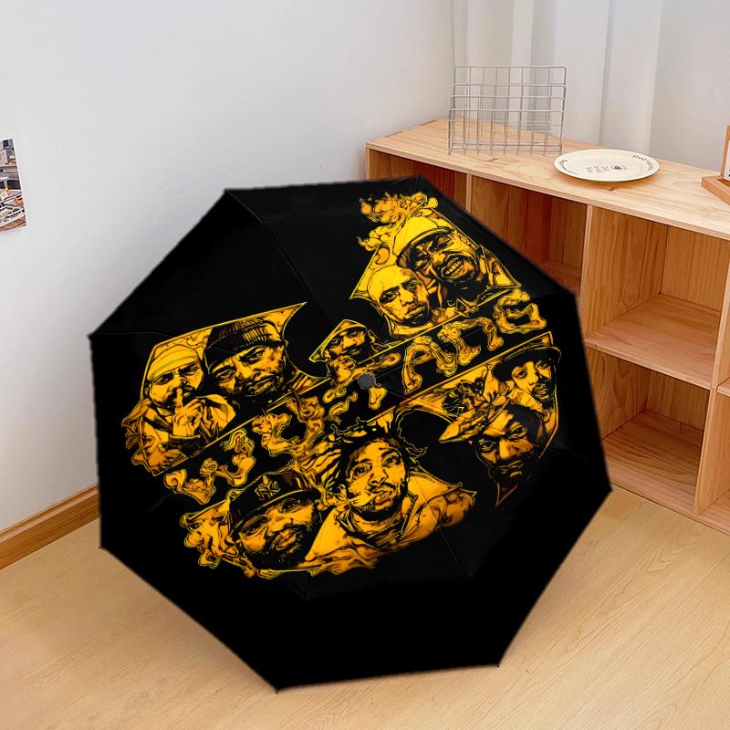 1 шт. Автоматический складной зонт - Узор Wu-Tang Clan, Портативный и складной дизайн с 8 спицами, Рождественские и Новогодние подарки