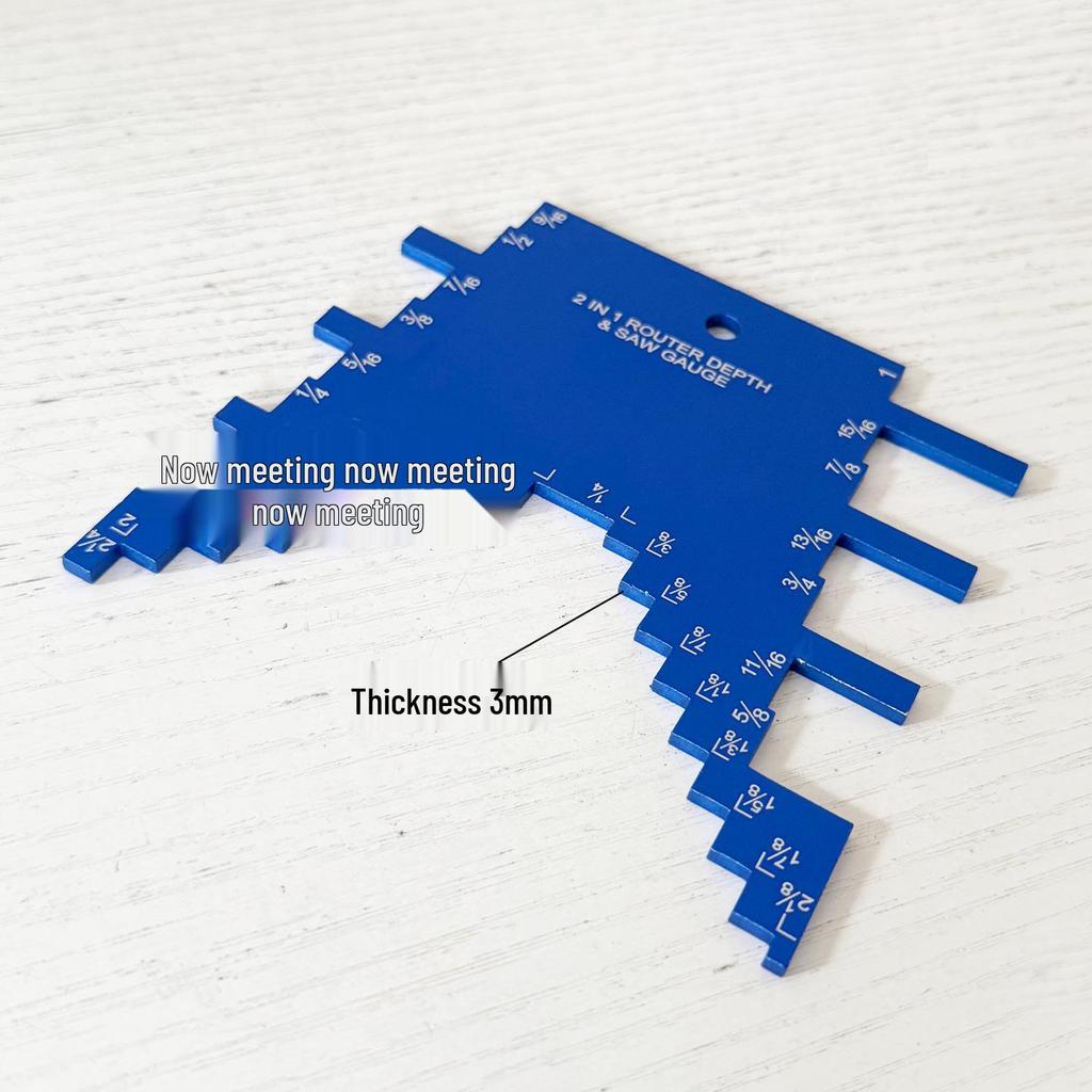 Aluminum Alloy Woodworking Ruler & Height Gauge, Imperial Mortise Card, Two-in-One for Engraving & Circular Saw Machines