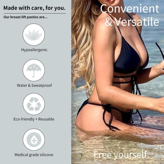 1 Pair Adhesive Chest Patches Silicone Invisible Anti-slip Reusable Natural Lift Fit Push-Up Bra Backless Strapless Outfits Soft Nipple Covers