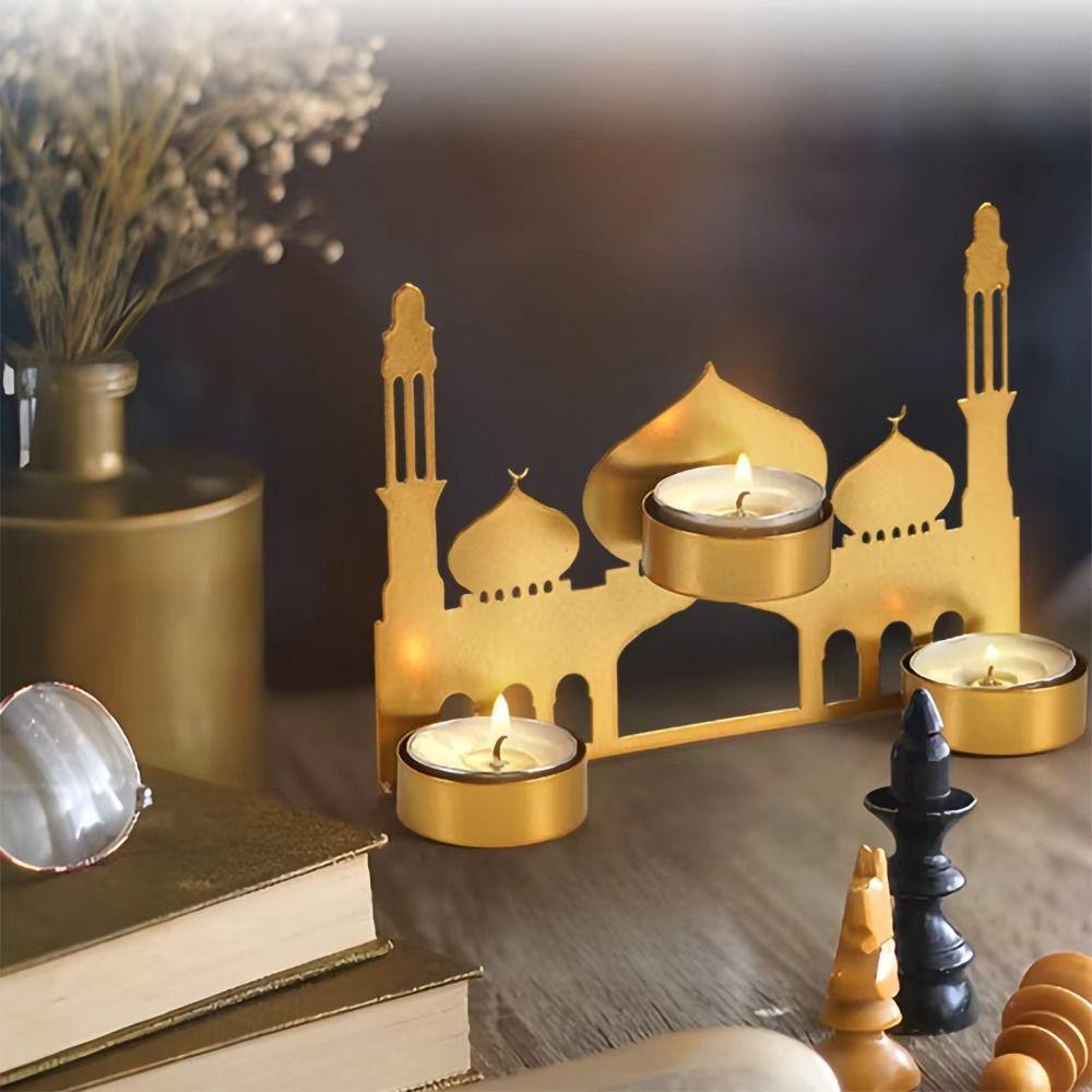 Gold Black Ramadan Candlestick Iron Art Ramadan Candle Holder Candle Holders Islam Muslim Party