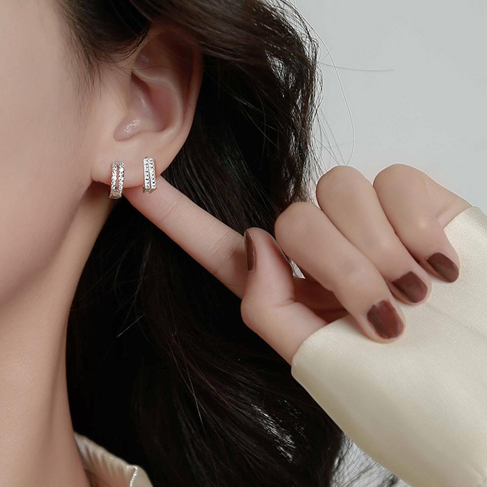 Trendy Geometric Rhinestone Women Girls Square Hoop Earrings Round Circle Crystal Earrings