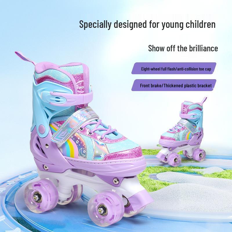 Colorful Double-Row Flashing Inline Roller Skates for Kids Ages 2-12