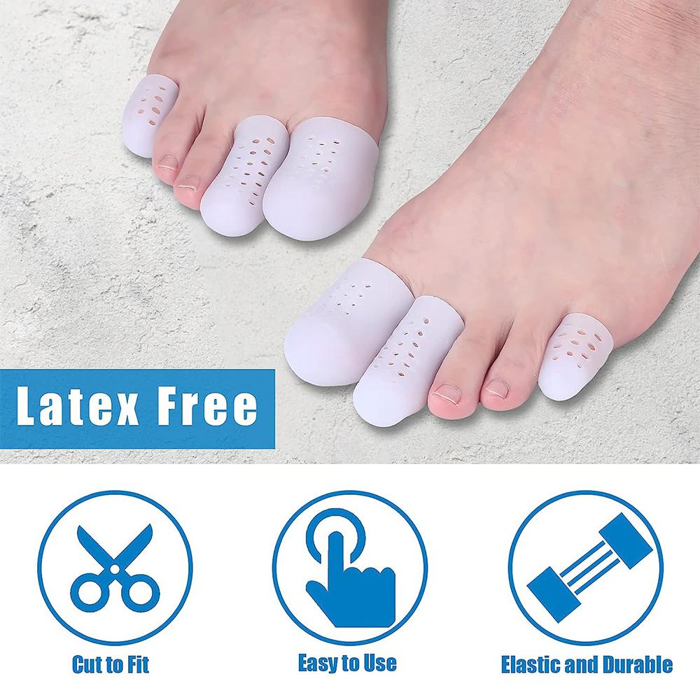 30 шт. Белые протекторы для пальцев ног, силиконовые, дышащие, чехлы для пальцев ног, уменьшение трения ногтей
