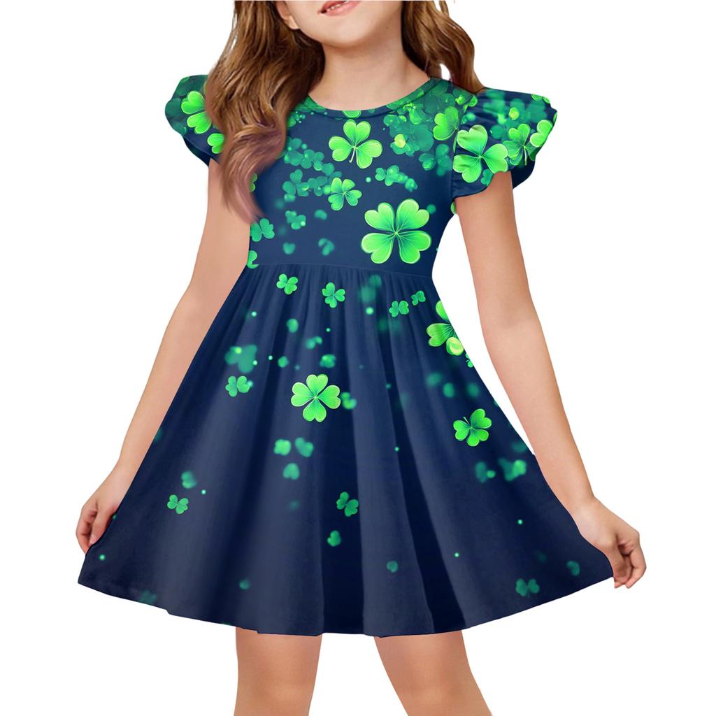 Летнее платье принцессы для девочек - А-силуэтное платье-футболка Ст. День Патрика