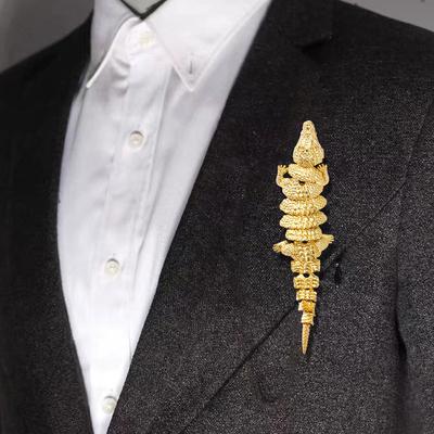 Винтажная брошь-аллигатор, подвижные соединения, сплав, животное, гальваническое покрытие, большая брошь-аллигатор, мужские аксессуары для одежды