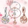 2022 Trend Fine Family Tree Fit Silver Color Charm for Women Bracelet Pendent Charm Original Beads DIY Jewelry Making Fashion